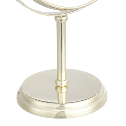 Amazon Basics Tabletop Magnifying Vanity Round Mirror with Clear Reflection, 1X/5X Magnification, Iron Frame, 7.2" x 4.92", Gold