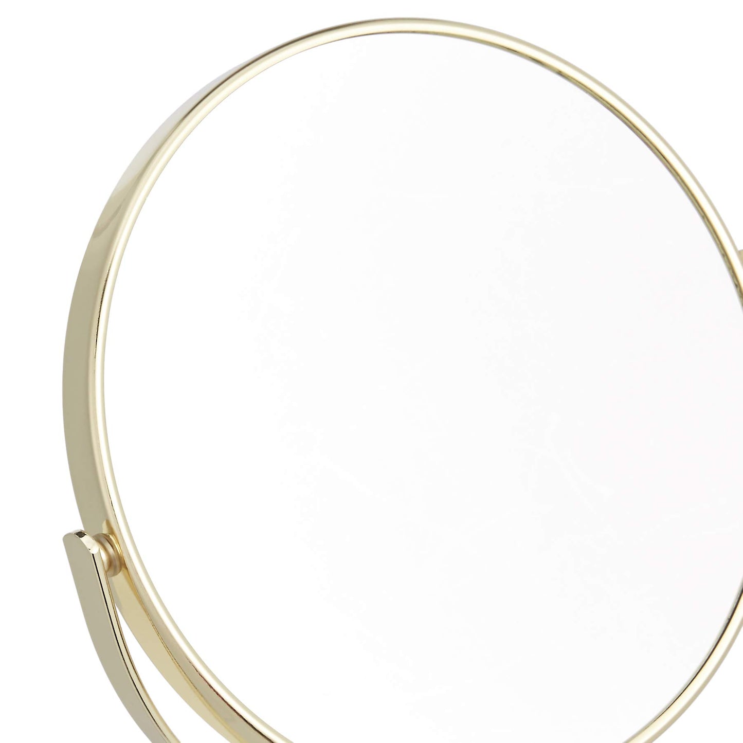 Amazon Basics Tabletop Magnifying Vanity Round Mirror with Clear Reflection, 1X/5X Magnification, Iron Frame, 7.2" x 4.92", Gold