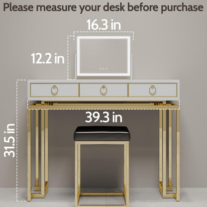 ROLOVE Lighted Makeup Mirror 16.3"x12.6", Hollywood Vanity Mirror with 10X Magnifier, 3 Color LED Lighting Modes, Smart Touch Control & 360° Rotation, Tabletop Makeup Mirror (White, Gift Ready)